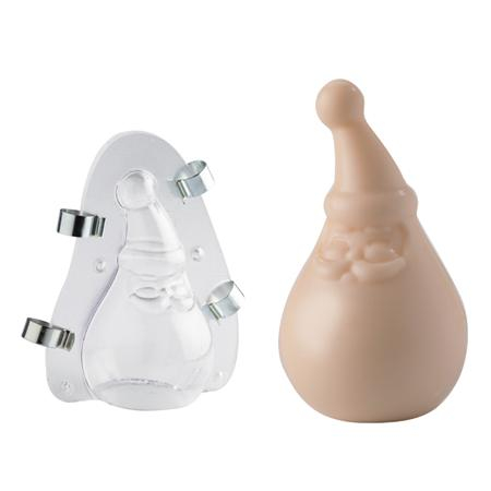 Matrite Decoruri, Figurine 3D Ciocolata - Mos Craciun stilizat 3D - Matrita Plastic Rigid fixare Cleme