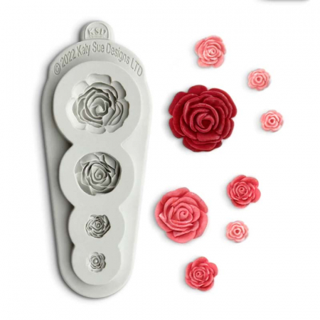 Mulaje Flori, Frunze, Fluturi - Mulaj Silicon 4 Trandafiri Ø 1 - 3 cm