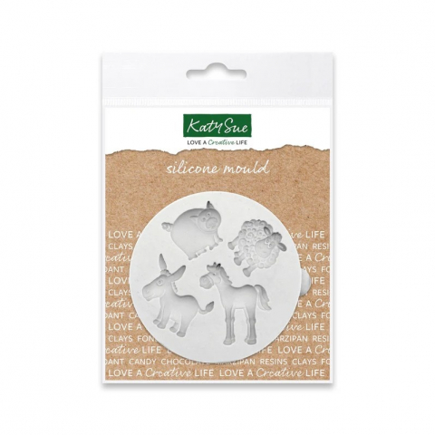 Ustensile Decorare Tort - Mulaj Silicon Animale de Ferma, 4 Subiecte Ø 2.2 - 3 cm