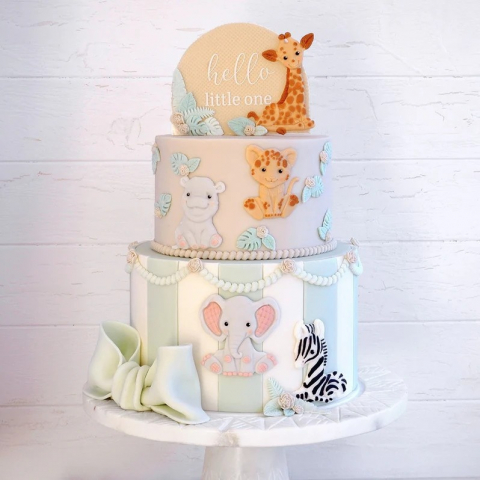 Ustensile Decorare Tort - Mulaj Silicon Baby Jungle Girafa si Bandana, 2 Subiecte Ø 1.8 si 8.3 cm