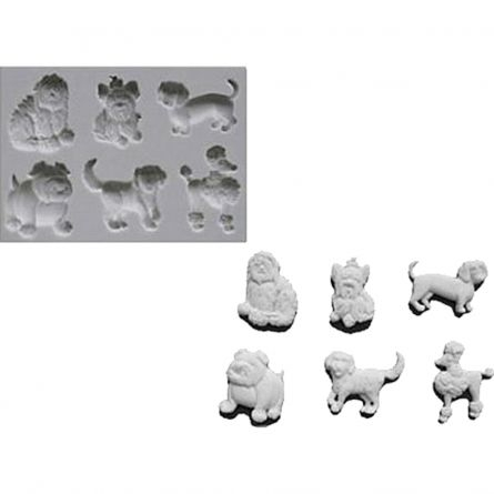 Ustensile Decorare Tort - Mulaj Silicon Catelusi, 1.5 - 2.5 x 1.5 - 3 cm, 6 Decoruri