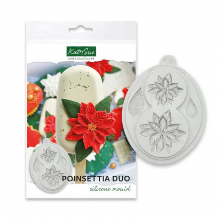 Mulaje de Sezon - Mulaj Silicon Craciunita cu Frunze Katy Sue Ø 5 - 4 cm, 4 Decoruri