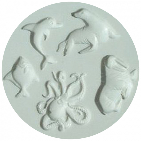 Ustensile Decorare Tort - Mulaj Silicon Creaturi Marine, 5 Subiecte Ø 2 - 3 cm
