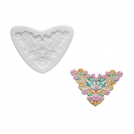 Mulaje Flori, Frunze, Fluturi - Mulaj Silicon Dantela cu Flori, 7.2 x 6 cm (SLK335)