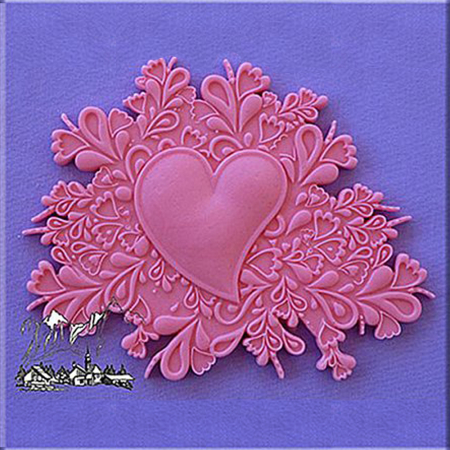 Mulaje de Silicon - Mulaj Silicon Decor cu Inimioara 13.5 x 11.6 cm