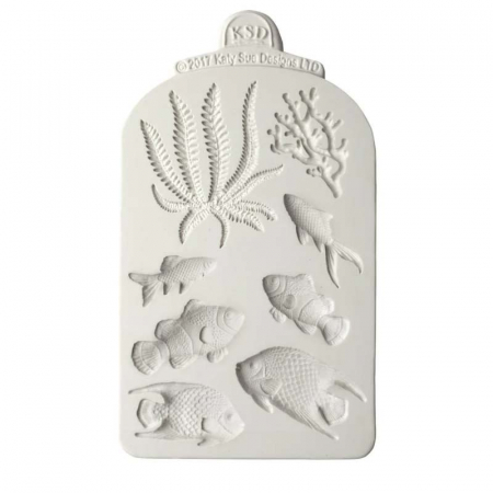 Ustensile Decorare Tort - Mulaj Silicon Decor Marin - Pesti, Iarba, Coral - 8 Subiecte