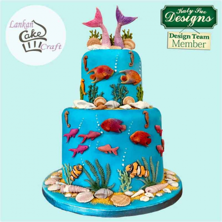 Ustensile Decorare Tort - Mulaj Silicon Decor Marin - Pesti, Iarba, Coral - 8 Subiecte