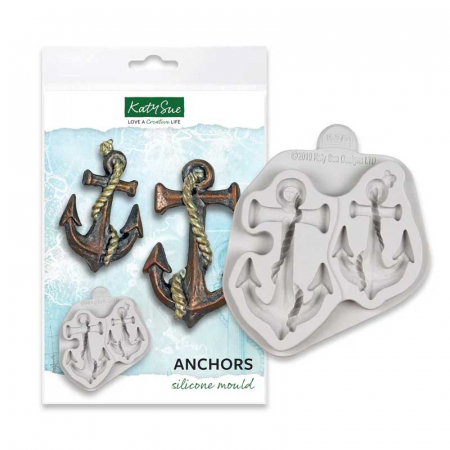 Ustensile Decorare Tort - Mulaj Silicon Decor Nautic - Ancore, 2 Subiecte Ø 7 si 8.5 cm