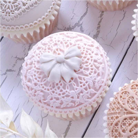 Mulaje Decor Clasic, Baroc - Mulaj Silicon Decor Rotund / Top Cupcake cu Dantela Vintage Ø 7 cm