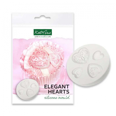 Mulaje Festivitati, Ceremonii - Mulaj Silicon Inimioare, 4 Subiecte Ø 5 si 3.5 cm