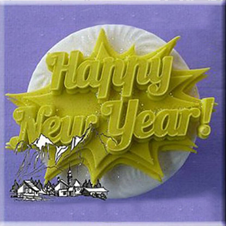 Mulaje Festivitati, Ceremonii - Mulaj Silicon Placuta cu "Happy New Year" 8 x 5.8 cm