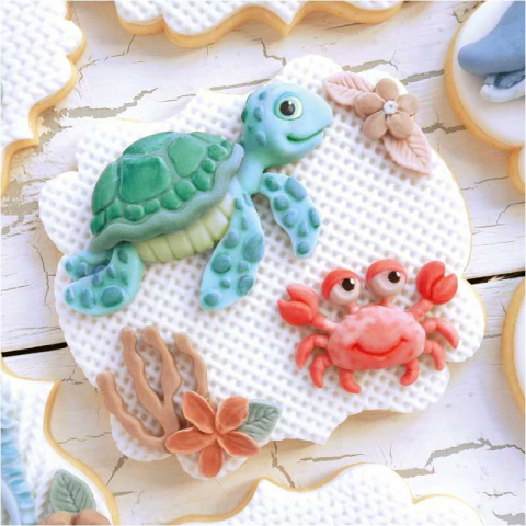 Ustensile Decorare Tort - Mulaj Silicon Testoasa si Crab, 2 Subiecte Ø 3.6 si 6.5cm