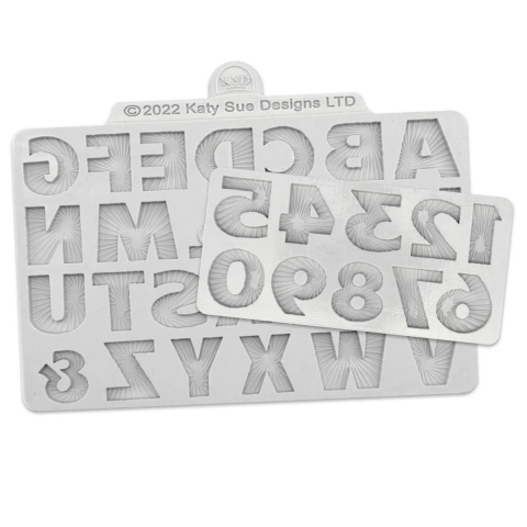 Ustensile Decorare Tort - Mulaje Silicon Alfabet + Cifre cu Stralucire H 2.3 cm, Set 2 Buc