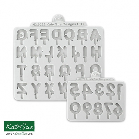 Ustensile Decorare Tort - Mulaje Silicon Alfabet + Cifre Stil Stil LollyPops H 2.8 cm, Set 2 Buc