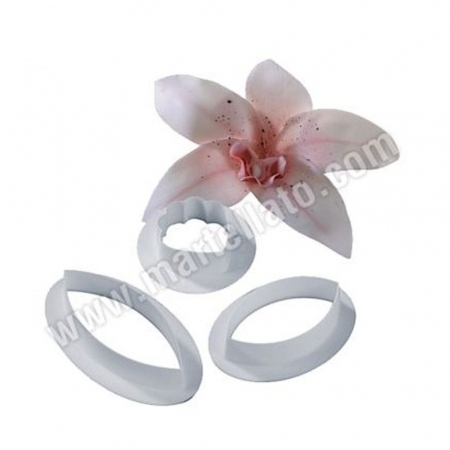 Ustensile Decor Pasta de Zahar - Orhidee Cymbidium - Decupatoare Plastic Ø 4.1 - 8.5 cm, Set 3 Buc