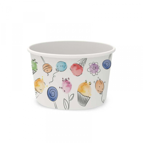 Ustensile Inghetata, Gelaterie - Pahar Carton Inghetata Balloons, Ø 11.6 x H 7 cm, 530 ml, Set 40 buc