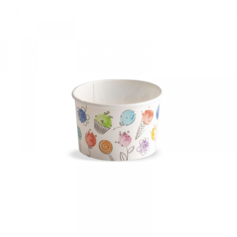 Ustensile Inghetata, Gelaterie - Pahar Carton Inghetata Balloons, Ø 7.3 x H 4.7 cm, 120 ml, Set 57 buc