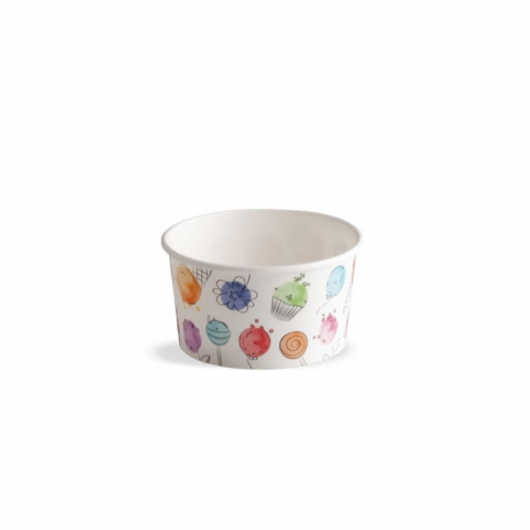 Ustensile Inghetata, Gelaterie - Pahar Carton Inghetata Balloons, Ø 7.3 x H 4 cm, 90 ml, Set 57 buc