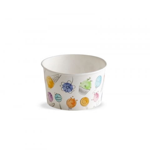 Ustensile Inghetata, Gelaterie - Pahar Carton Inghetata Balloons, Ø 8.5 x H 5 cm, 190 ml, Set 55 buc