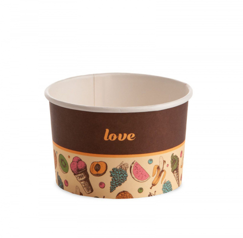Ustensile Inghetata, Gelaterie - Pahar Carton Inghetata Groovy, Ø 10.3 x H 6.4 cm, 370 ml, Set 54 buc
