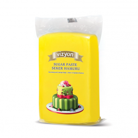 Pasta de zahar de acoperit si decoruri - Pasta de Zahar Galben, Acoperire si Decoruri, 1 kg, Vizyon