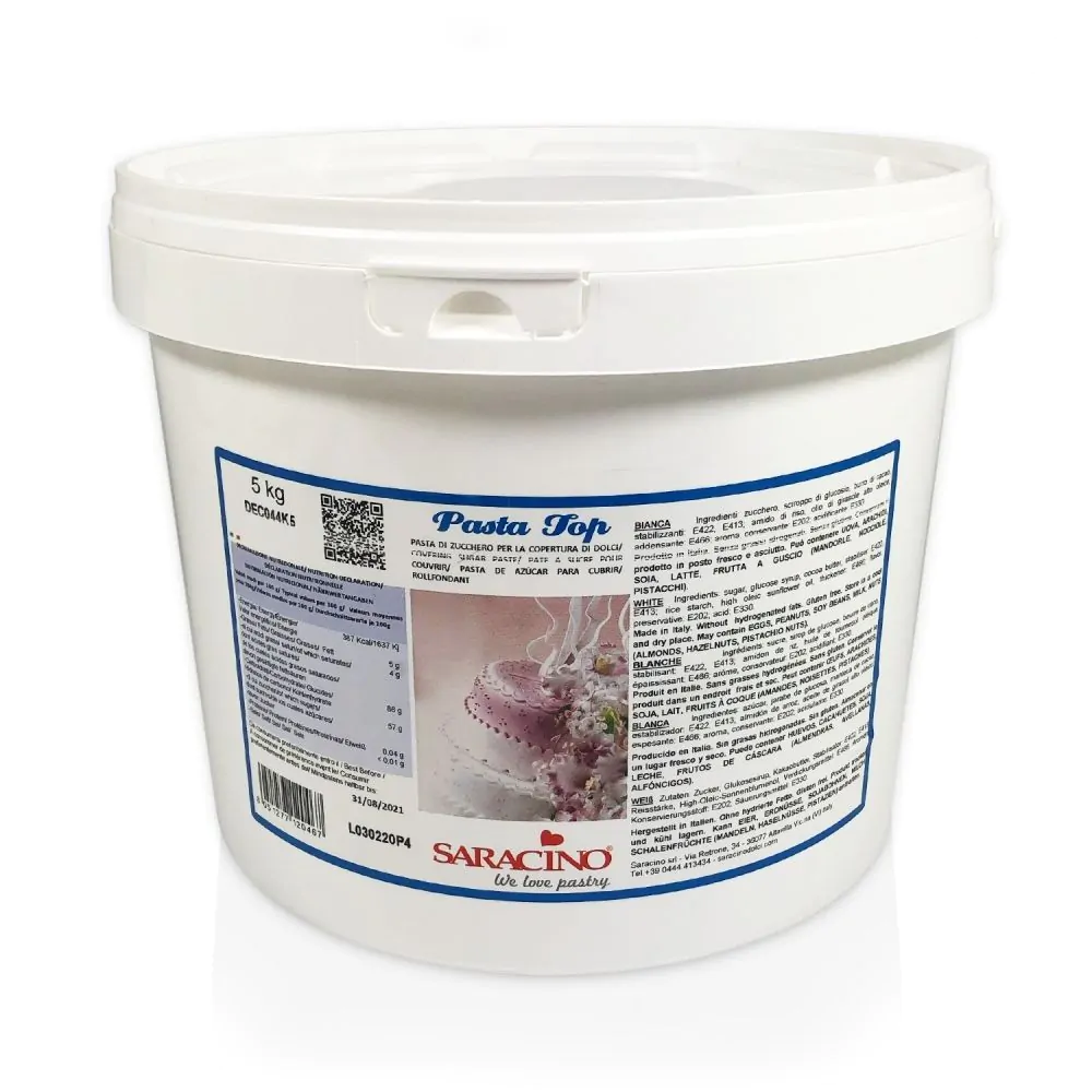 Oferta Cantitate - Pasta de Zahar pentru acoperire, Alb, Saracino, 5 kg