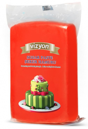 Pasta de zahar de acoperit si decoruri - Pasta de Zahar Rosu, Acoperire si Decoruri, 1 kg, Vizyon
