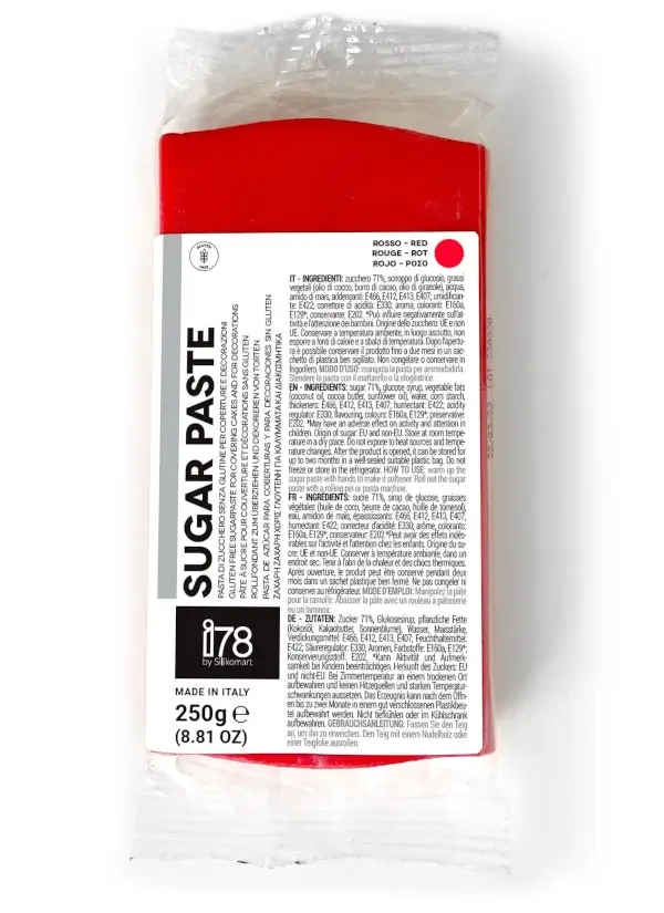 Oferta Cantitate - Pasta de Zahar Rosie fara Gluten pentru Acoperire si Decoruri, 250 g, Silikomart