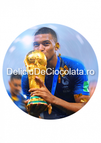Fotbal, Sport - Pasta Zahar imprimata Fotbal Mbappe Model 3, Ø 20 cm