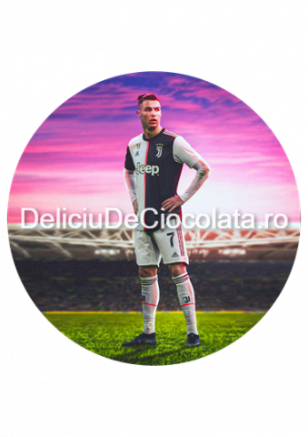 Fotbal, Sport - Pasta Zahar imprimata Fotbal Ronaldo Model 3, Ø 20 cm