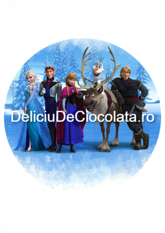 Desene Animate - Pasta Zahar imprimata Frozen Model 4, Ø 20 cm