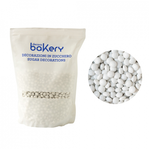Decoratiuni Comestibile, Decor Tort - Perle Aplatizate Ciocolata Alba Ø 10 mm, 1 kg