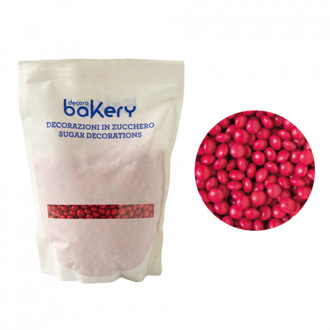 Decoratiuni Comestibile, Decor Tort - Perle Aplatizate Ciocolata Rosu Ø 10 mm, 1 kg