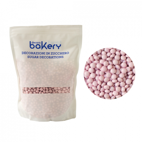 Decoratiuni Comestibile, Decor Tort - Perle Aplatizate Ciocolata Roz Ø 10 mm, 1 kg
