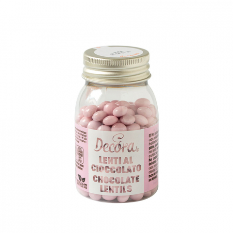 Decoratiuni Comestibile, Decor Tort - Perle Aplatizate Ciocolata Roz Ø 10 mm, 80 gr