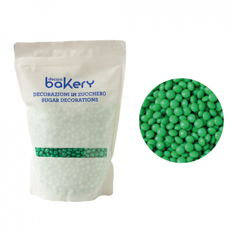 Decoratiuni Comestibile, Decor Tort - Perle Aplatizate Ciocolata Verde Frunza Ø 10 mm, 1 kg