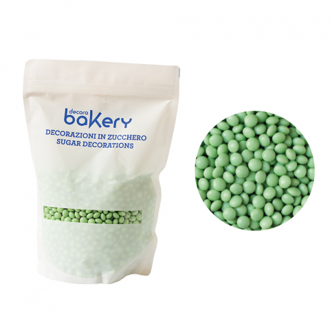 Decoratiuni Comestibile, Decor Tort - Perle Aplatizate Ciocolata Verde Ø 10 mm, 1 kg
