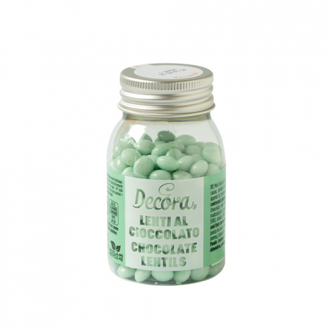 Decoratiuni Comestibile, Decor Tort - Perle Aplatizate Ciocolata Vernil Ø 10 mm, 80 gr