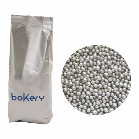 Decoratiuni Comestibile, Decor Tort - Perle Zahar Argintiu Metalizat Ø 1.5mm, 1 Kg