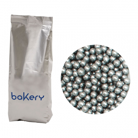 Decoratiuni Comestibile, Decor Tort - Perle Zahar Argintiu Metalizat Ø 4mm, 1kg