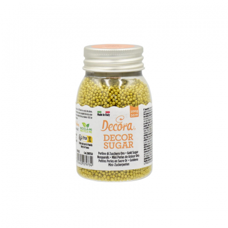 Decoratiuni Comestibile, Decor Tort - Perle Zahar Auriu Metalizat Ø 2mm, 100 gr