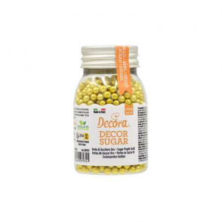 Decoratiuni Comestibile, Decor Tort - Perle Zahar Auriu Metalizat Ø 5mm, 100 gr