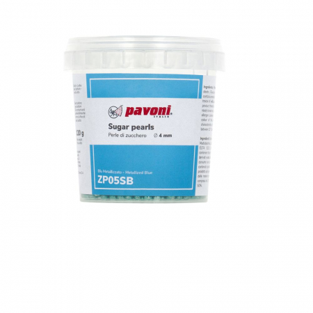 Decoratiuni Comestibile, Decor Tort - Perle Zahar Bleu Metalizat Ø 4 mm, 120 gr