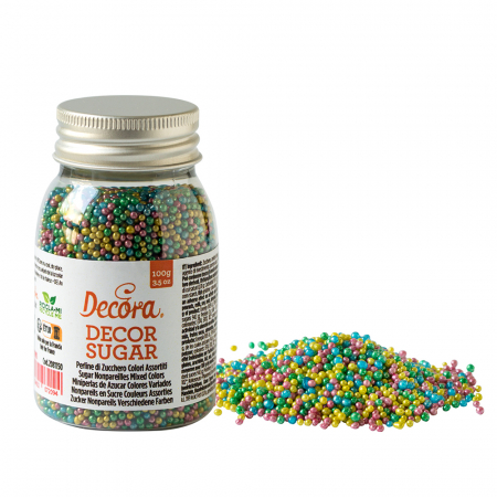 Decoratiuni Comestibile, Decor Tort - Perle Zahar ColorMix Metalizat Ø 2mm, 100 gr