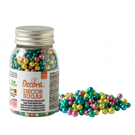 Decoratiuni Comestibile, Decor Tort - Perle Zahar ColorMix Metalizat Ø 5mm, 100 gr