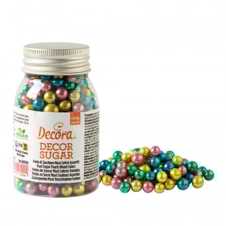 Decoratiuni Comestibile, Decor Tort - Perle Zahar ColorMix Metalizat Ø 7mm, 100 gr
