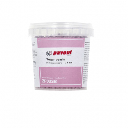 Decoratiuni Comestibile, Decor Tort - Perle Zahar Roz Metalizat Ø4 mm, 120 gr