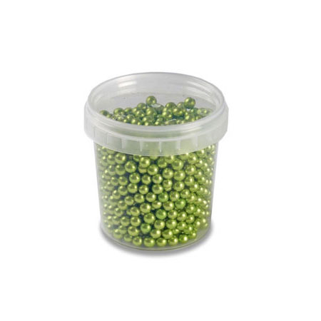 Decoratiuni Comestibile, Decor Tort - Perle Zahar Verde Metalizat Ø 4mm, 120 gr