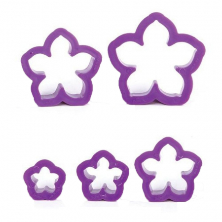 Ustensile Decor Pasta de Zahar - Floare de Petunia - Decupatoare Plastic Ø 2 - 6 cm, Set 5 Buc