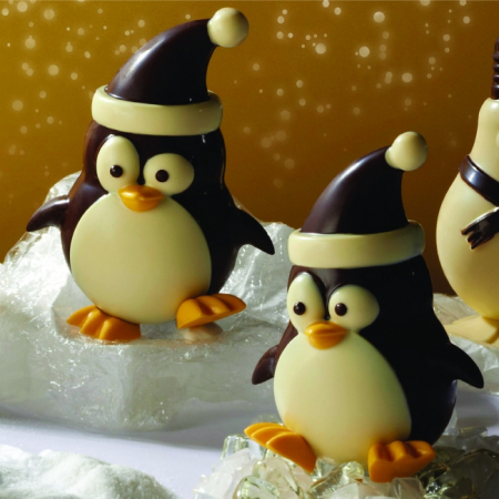 Matrite Decoruri, Figurine 3D Ciocolata - Pinguin 3D 13x10.5xh17 cm - Kit Matrite Plastic 2 Subiecte